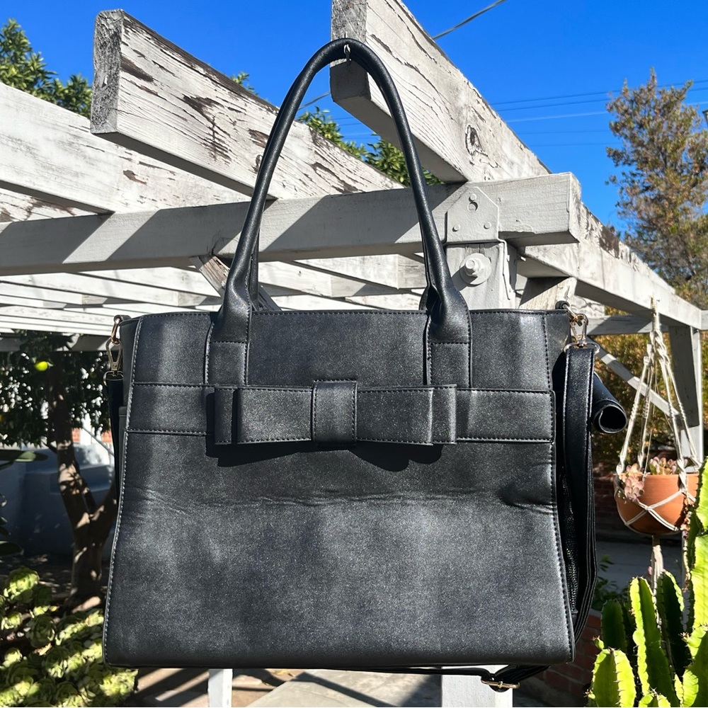 NEW Black Faux Leather Small Dog Pet Carrier Purse